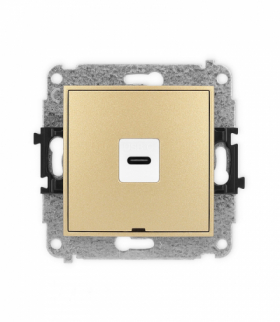 ICON Gniazdo pojedyncze 1xUSB C-C, bez pola opisowego złoty Karlik 29IGUSBBO-7