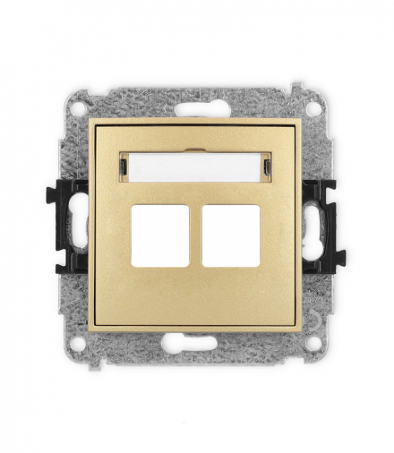 ICON Gniazdo antenowe multimedialne podwójnego bez modułu (standard Keystone) złoty Karlik 29IGM-2P