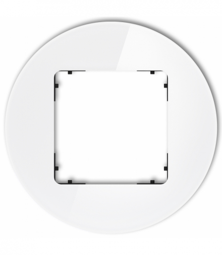 ICON Ramka uniwersalna pojedyncza okrągła - efekt szkła (ramka: biała, spód: czarny) biały Karlik 0-12-IRSO-1