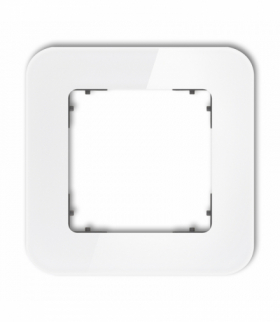 ICON Ramka uniwersalna pojedyncza zaokrąglona - efekt szkła (ramka: biała, spód: grafitowy mat biały Karlik 0-28-IRSZ-1