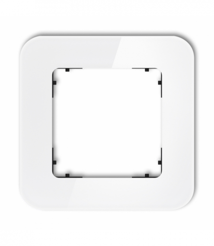 ICON Ramka uniwersalna pojedyncza zaokrąglona - efekt szkła (ramka: biała, spód: czarny) biały Karlik 0-12-IRSZ-1