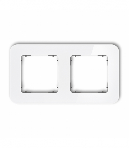 ICON Ramka uniwersalna podwójna zaokrąglona - efekt szkła (ramka: biała, spód: grafitowy mat) biały Karlik 0-28-IRSZ-2