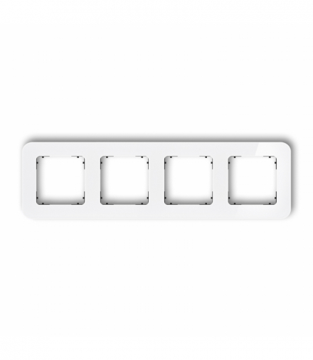 ICON Ramka uniwersalna poczwórna zaokrąglona - efekt szkła (ramka: biała, spód: czarny) biały Karlik 0-12-IRSZ-4