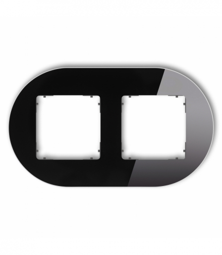 ICON Ramka uniwersalna podwójna okrągła - efekt szkła (ramka: czarna, spód: grafitowy mat) czarny Karlik 12-28-IRSO-2
