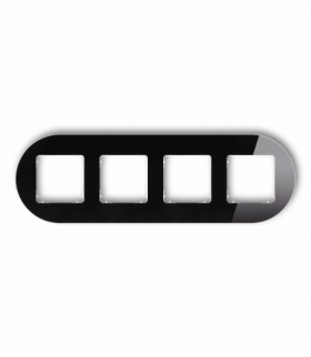 ICON Ramka uniwersalna poczwórna okrągła - efekt szkła (ramka: czarna, spód: biały) czarny Karlik 12-0-IRSO-4