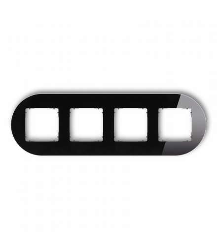 ICON Ramka uniwersalna poczwórna okrągła - efekt szkła (ramka: czarna, spód: grafitowy mat) czarny Karlik 12-28-IRSO-4