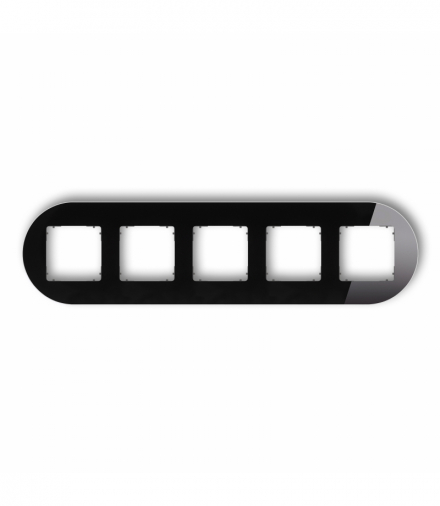 ICON Ramka uniwersalna pięciokrotna okrągła - efekt szkła (ramka: czarna, spód: grafitowy mat) czarny Karlik 12-28-IRSO-5