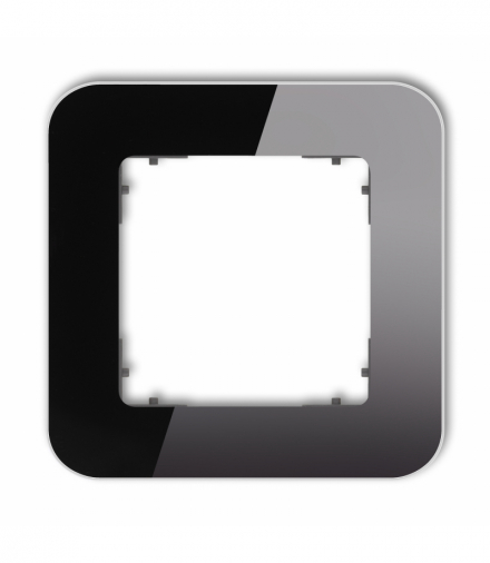 ICON Ramka uniwersalna pojedyncza zaokrąglona - efekt szkła (ramka: czarna, spód: grafitowy mat) czarny Karlik 12-28-IRSZ-1