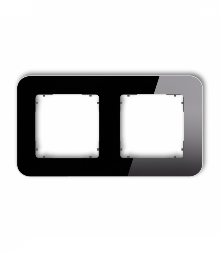 ICON Ramka uniwersalna podwójna zaokrąglona - efekt szkła (ramka: czarna, spód: grafitowy mat) czarny Karlik 12-28-IRSZ-2