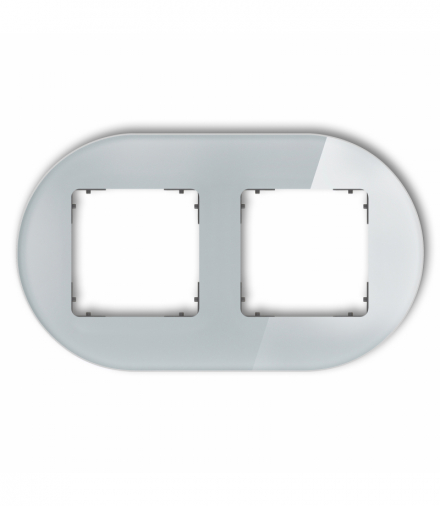 ICON Ramka uniwersalna podwójna okrągła - efekt szkła (ramka: szara, spód: grafitowy mat) Szary Karlik 15-28-IRSO-2