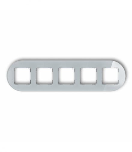 ICON Ramka uniwersalna pięciokrotna okrągła - efekt szkła (ramka: szara, spód: czarny) Szary Karlik 15-12-IRSO-5