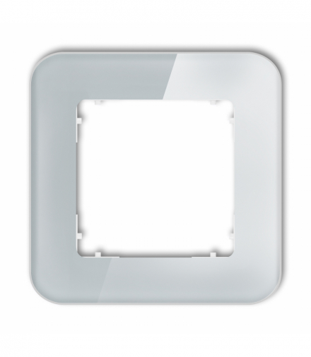 ICON Ramka uniwersalna pojedyncza zaokrąglona - efekt szkła (ramka: szara, spód: biały) Szary Karlik 15-0-IRSZ-1