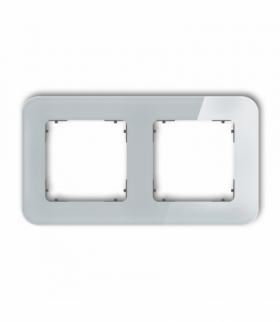 ICON Ramka uniwersalna podwójna zaokrąglona - efekt szkła (ramka: szara, spód: grafitowy mat) Szary Karlik 15-28-IRSZ-2