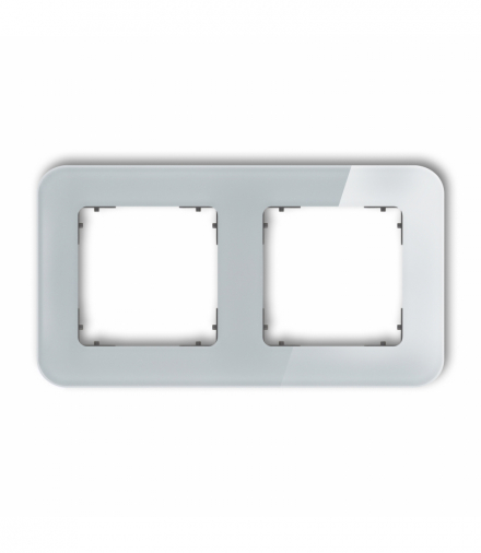 ICON Ramka uniwersalna podwójna zaokrąglona - efekt szkła (ramka: szara, spód: grafitowy mat) Szary Karlik 15-28-IRSZ-2