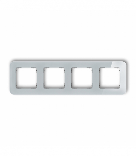 ICON Ramka uniwersalna poczwórna zaokrąglona - efekt szkła (ramka: szara, spód: grafitowy mat) Szary Karlik 15-28-IRSZ-4