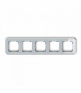 ICON Ramka uniwersalna pięciokrotna zaokrąglona - efekt szkła (ramka: szara, spód: grafitowy mat) Szary Karlik 15-28-IRSZ-5