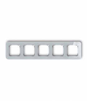 ICON Ramka uniwersalna pięciokrotna zaokrąglona - efekt szkła (ramka: szara, spód: czarny) Szary Karlik 15-12-IRSZ-5