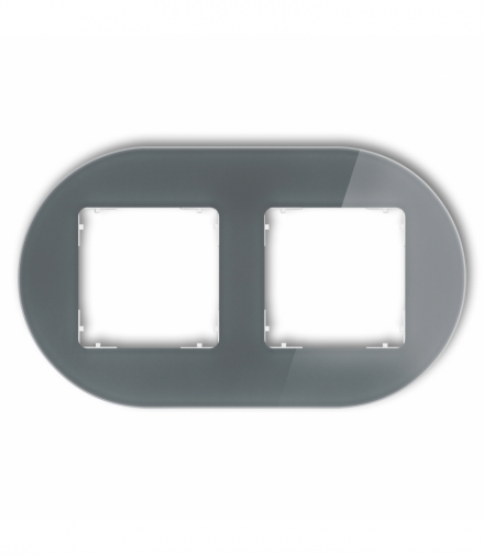 ICON Ramka uniwersalna podwójna okrągła - efekt szkła (ramka: grafitowa, spód: biały) grafitowy Karlik 28-0-IRSO-2