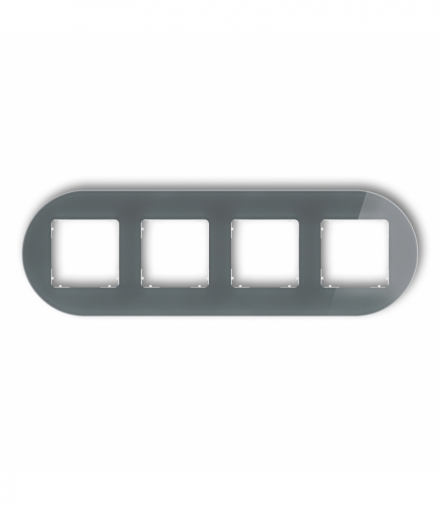 ICON Ramka uniwersalna poczwórna okrągła - efekt szkła (ramka: grafitowa, spód: biały) grafitowy Karlik 28-0-IRSO-4