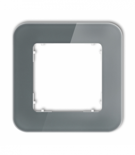 ICON Ramka uniwersalna pojedyncza zaokrąglona - efekt szkła (ramka: grafitowa, spód: biały) grafitowy Karlik 28-0-IRSZ-1