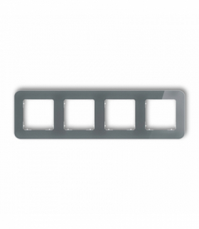 ICON Ramka uniwersalna poczwórna zaokrąglona - efekt szkła (ramka: grafitowa, spód: biały) grafitowy Karlik 28-0-IRSZ-4