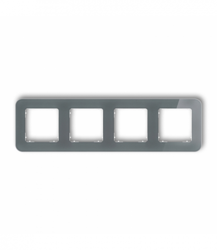 ICON Ramka uniwersalna poczwórna zaokrąglona - efekt szkła (ramka: grafitowa, spód: biały) grafitowy Karlik 28-0-IRSZ-4