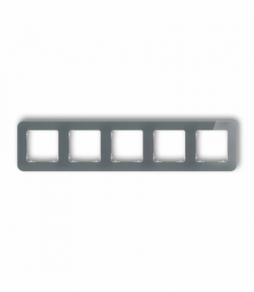 ICON Ramka uniwersalna pięciokrotna zaokrąglona - efekt szkła (ramka: grafitowa, spód: biały) grafitowy Karlik 28-0-IRSZ-5