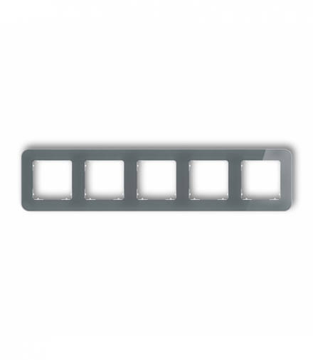 ICON Ramka uniwersalna pięciokrotna zaokrąglona - efekt szkła (ramka: grafitowa, spód: biały) grafitowy Karlik 28-0-IRSZ-5