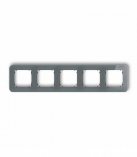 ICON Ramka uniwersalna pięciokrotna zaokrąglona - efekt szkła (ramka: grafitowa, spód: czarny) grafitowy Karlik 28-12-IRSZ-5