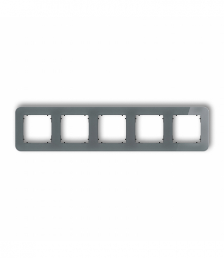 ICON Ramka uniwersalna pięciokrotna zaokrąglona - efekt szkła (ramka: grafitowa, spód: czarny) grafitowy Karlik 28-12-IRSZ-5