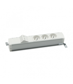 Listwa zasilająca standardowa zest 3x250V typ E + plakietka 2xRJ45 zaciski śrubowe aluminium biały Simon480 48130E300K00000-30