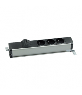 Listwa zasilająca standardowa zest 3x250V typ E + plakietka 2xRJ45 zaciski śrubowe aluminium czarny Simon480 48130E300K00000-40
