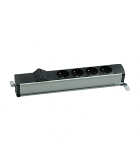 Listwa zasilająca standardowa zest 4x250V typ E + plakietka 2xRJ45 zaciski śrubowe aluminium czarny Simon480 48130E400K00000-40