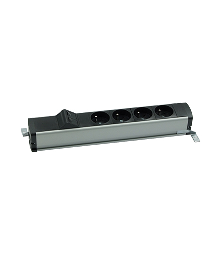 Listwa zasilająca standardowa zest 4x250V typ E + plakietka 2xRJ45 zaciski śrubowe aluminium czarny Simon480 48130E400K00000-40