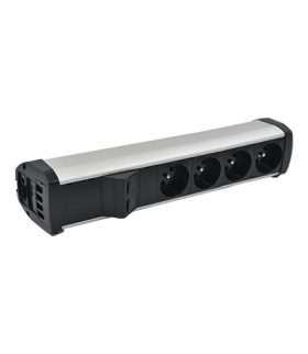 Listwa zasilająca powiększona zest 2x250V typ E+2x250V UPS+ plakietka 2xRJ45 szyb. aluminium czarny Simon480 48220E220K00000-40