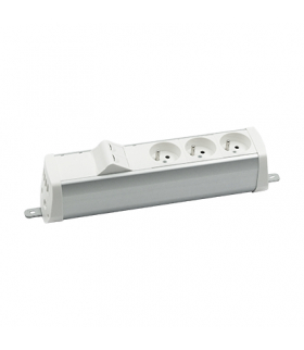 Listwa zasilająca powiększona zest 3x250V typ E + plakietka 2xRJ45 zaciski śrubowe aluminium biały Simon480 48230E300K00000-30