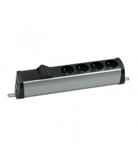 Listwa zasilająca powiększona zest 4x250V typ E + plakietka 2xRJ45 zaciski śrubowe aluminium czarny Simon480 48230E400K00000-40