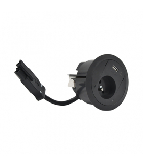 Gniazdo meblowe zest 1x250V typ E + ładowarka USB typ A szybkozłącza czarny Simon480 48310E10C000000-44