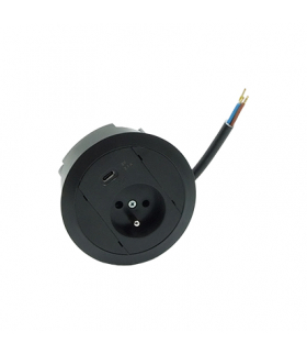 Gniazdo meblowe zest 1x250V typ E + ładowarka USB typ A kabel czarny Simon480 48330E10C000000-44