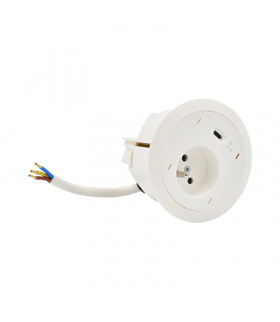 Gniazdo meblowe zest 1x250V typ E + ładowarka USB typ C kabel biały Simon480 48330E10E000000-33
