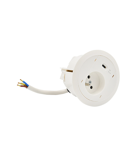 Gniazdo meblowe zest 1x250V typ E + ładowarka USB typ C kabel biały Simon480 48330E10E000000-33