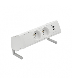 Biurkowy zestaw gniazd 2x250V typ E + ładowarka USB A-C szybkozłącza biały Simon480 48410E20B000000-33