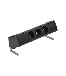 Biurkowy zestaw gniazd 3x250V typ E + plakietka 2xRJ45 szybkozłącza czarny Simon480 48410E300K00000-44