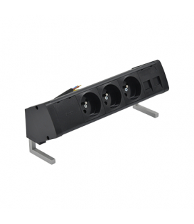 Biurkowy zestaw gniazd 3x250V typ E + plakietka 2xRJ45 kabel czarny Simon480 48430E300K00000-44