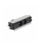 Mediaport Indesk 2x250V typ E + ładowarka USB A-C szybkozłącza aluminium czarny Simon480 48510E20B000000-40