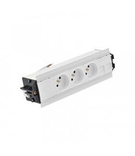 Mediaport Indesk 3x250V typ E+ plakietka 2xRJ45 kabel biały Simon480 48530E300K00000-33