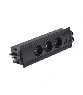 Mediaport Indesk 3x250V typ E+ plakietka 2xRJ45 kabel czarny Simon480 48530E300K00000-44