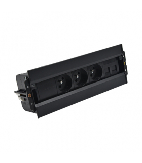 Mediaport Spinner 3x250V typ E+ plakietka 2xRJ45 czarny Simon480 48610E300K00000-44