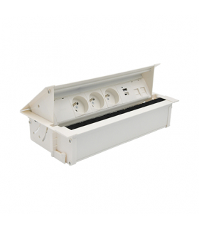 Mediaport Cover 3x250V typ E + ładowarka USB A-C+ plakietka 2xRJ45 kabel biały Simon480 48730E30BK00000-33