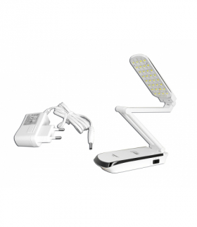 Lampka biurkowa 32-LED TS-56 z akum.2000mAh składana czarna LXTS56
